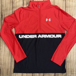 Boy’s Under Armour Red 1/4 Zip Up Heatgear Loose Fit Size Large